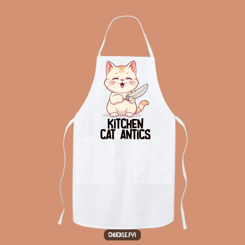 Funny Cat Apron: Kitchen Kitty's Feather Toy Fun