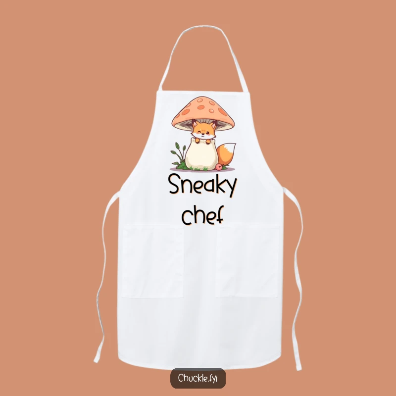 Funny Fox Apron: Playful Kitchen Peek, Chuckling Mushroom Design, Great Funny Gift