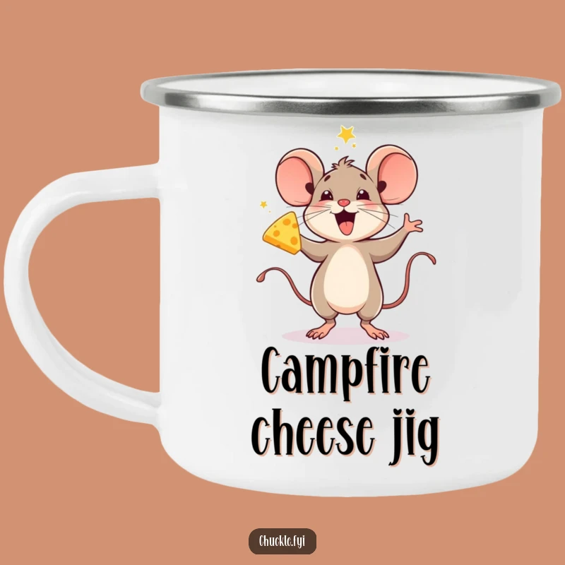 Funny Mouse Jigging with Cheese Camping Mug - Adventure & Celebration