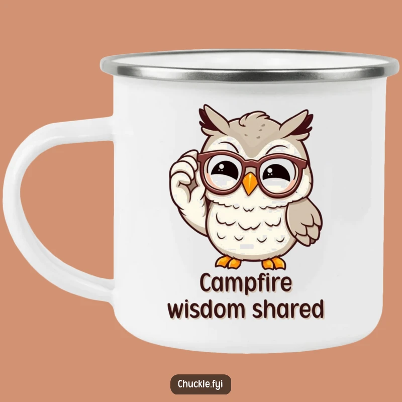 Funny Owl Camping Mug: Enamel Chuckling Character Cup for Wise Adventures
