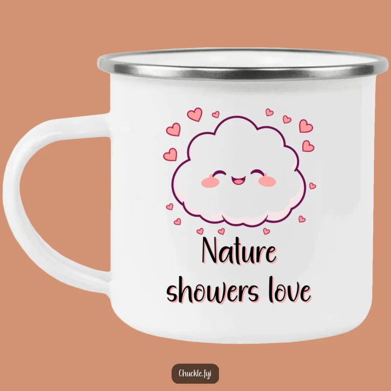 Funny Cloud Camping Mug: Raining Hearts Adventures - A Loving Gift