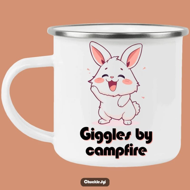 Funny Laughing Bunny Camping Mug for Outdoor Chuckles