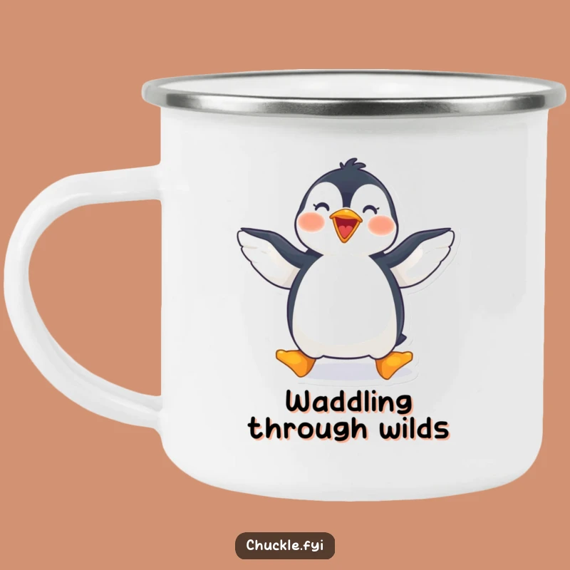 Funny Penguin Camping Mug: Durable & Hilarious Cartoon Adventure Cup