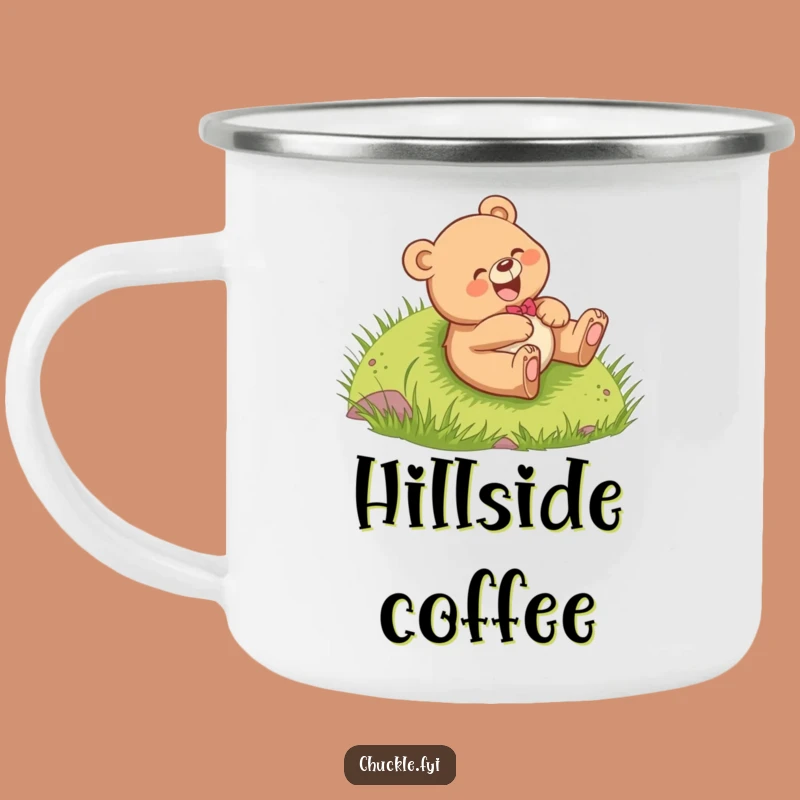 Funny Bear Cub Camping Mug: Adventure Giggles, Hill Roll Fun, Ideal Funny Gift