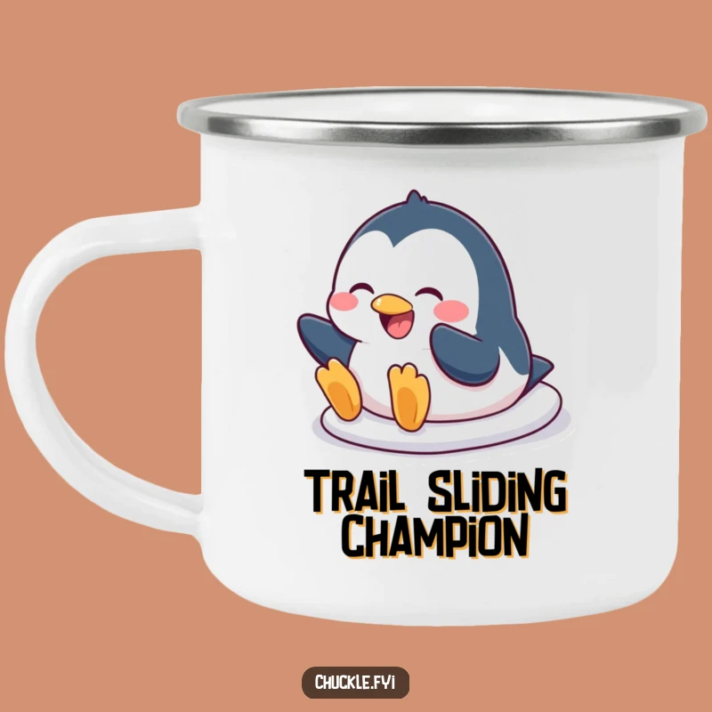 Funny Penguin Slide Camping Mug - Durable Character Cup, Hilarious Outdoor Fun