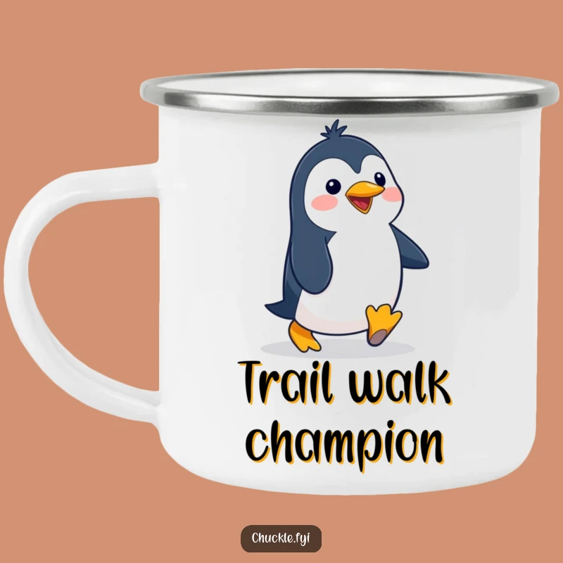 Funny Penguin Camping Mug: Enamel Cartoon Character Cup for Outdoor Laughs