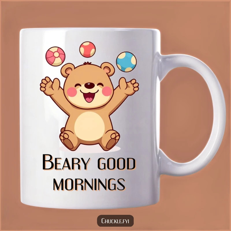 Funny Juggling Bear Mug: Cheerful Acrobat Gift for a Smiling Bear Lover