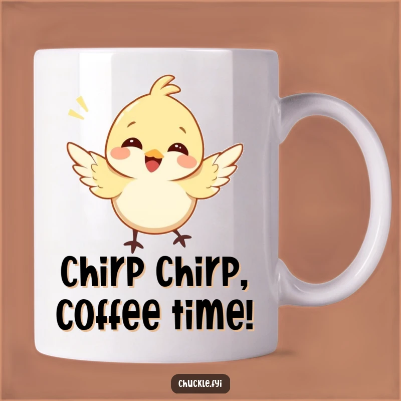 Funny Chirping Bird Mug: Adorable Animal Character Flying, Your Perfect Cheerful Gift