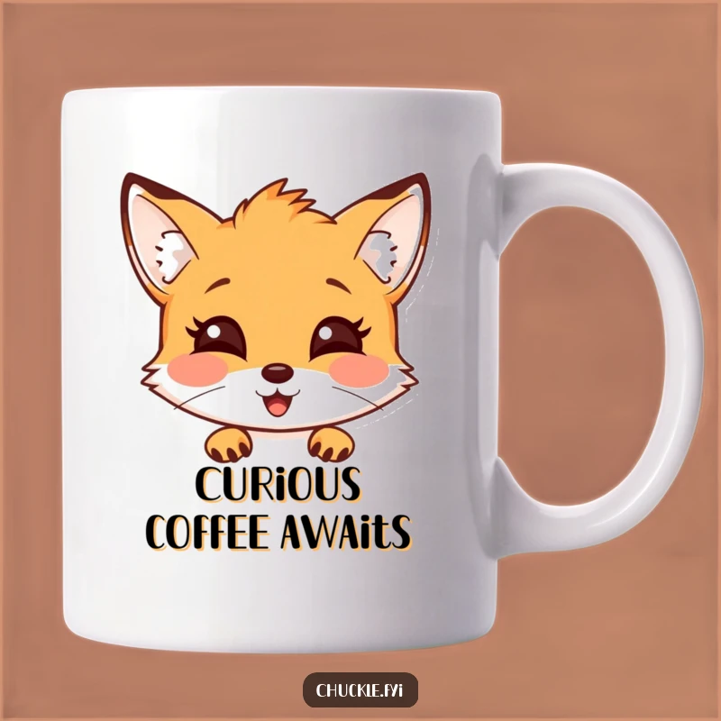 Funny Fox Peeking Mug: Curious Cartoon Gift for Clever Drinkers