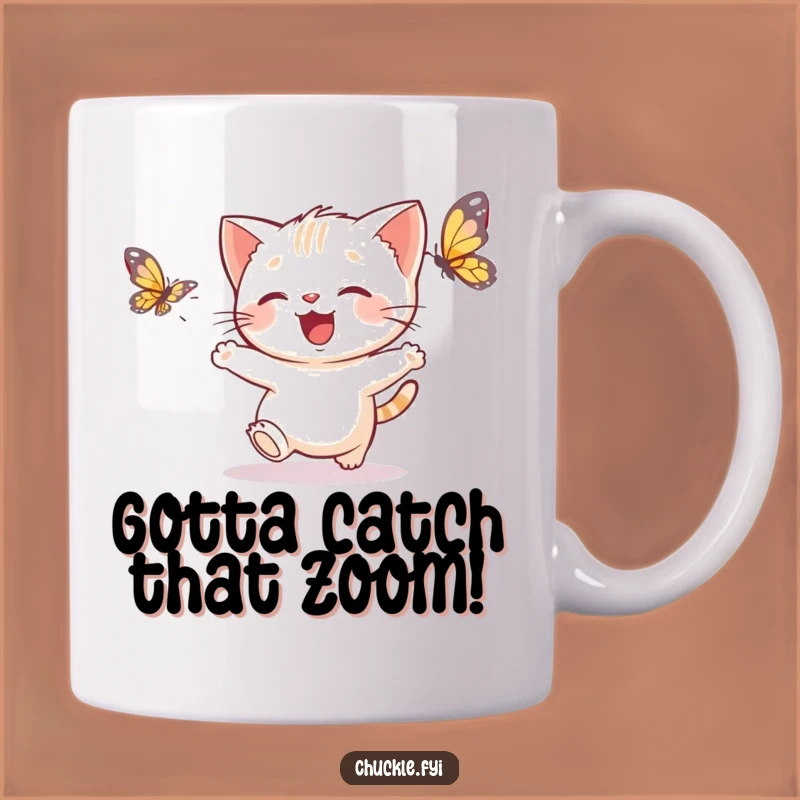 Funny Kitten Butterfly Mug: Joyful Chase Captured, Perfect Funny Gift for Pet Lovers