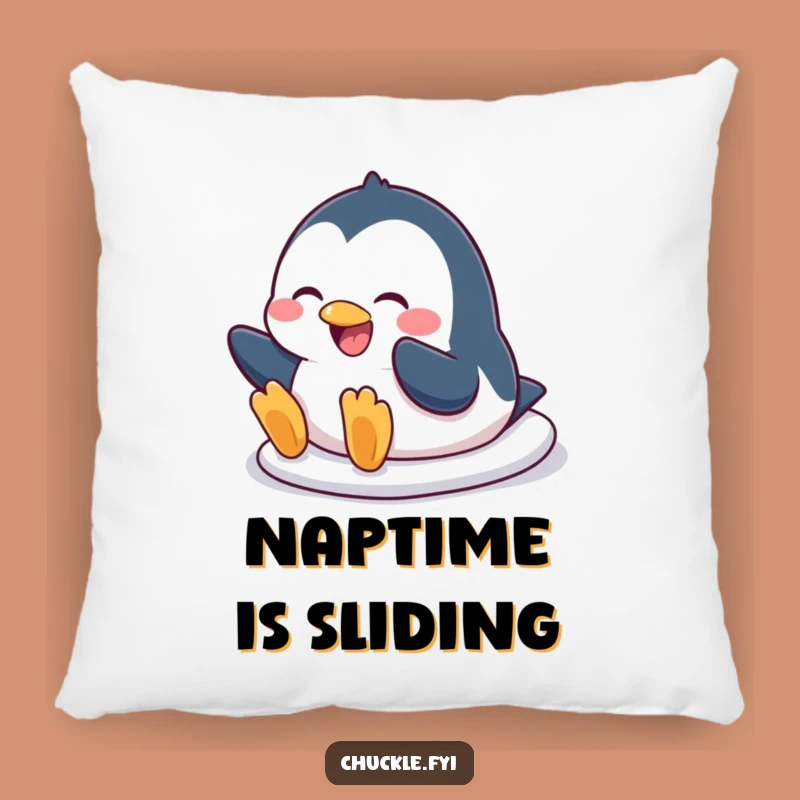 Funny Penguin Slide Pillow - Comfy Character Cushion, Hilarious Belly Slide Accent