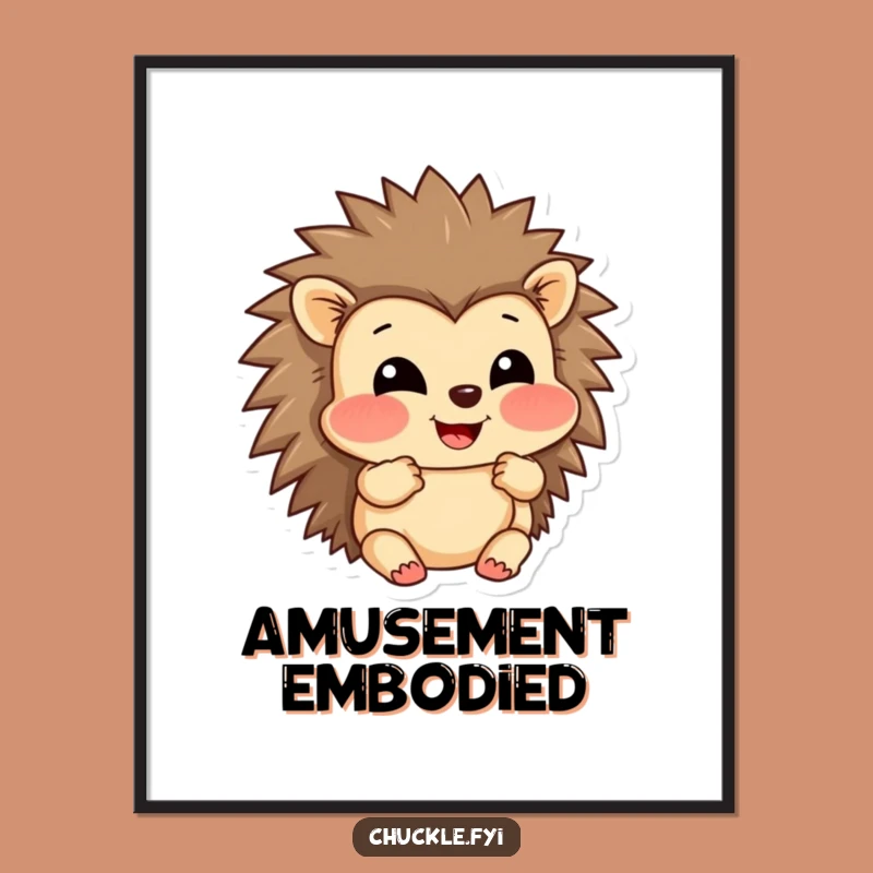 Funny Hedgehog Digital Art: Amused Puffed Cheeks Print