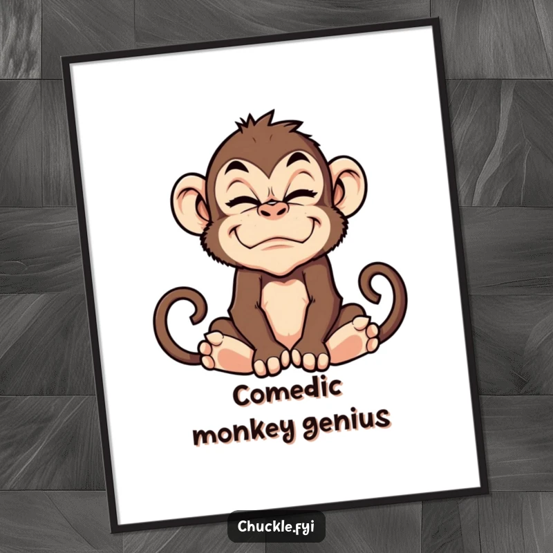 Funny monkey making a comical grimace, high-resolution digital art print for instant humor.