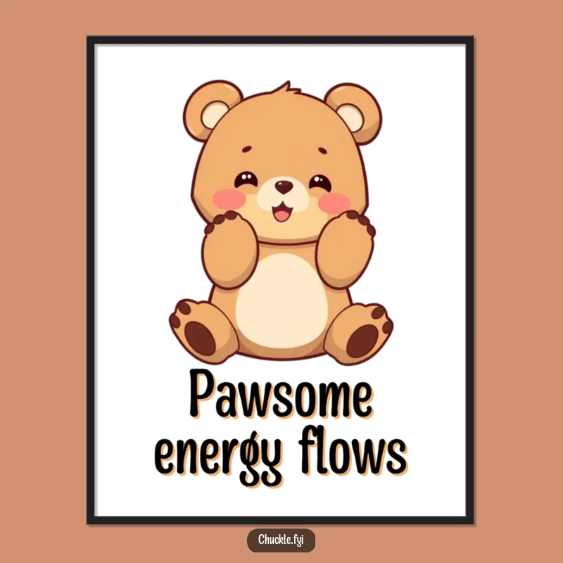 Funny Bear Cub Clapping Digital Art: Instant Cheer for Your Digital Space