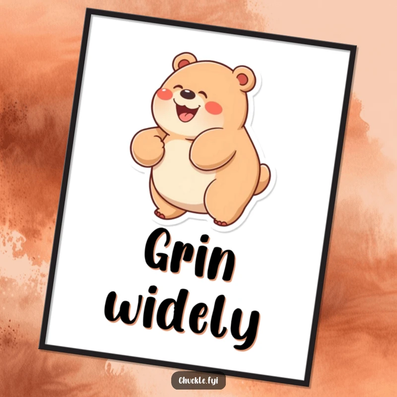 Funny Chubby Bear Digital Art showing a bear with a wide grin, rolling on its back in unrestrained, happy glee.