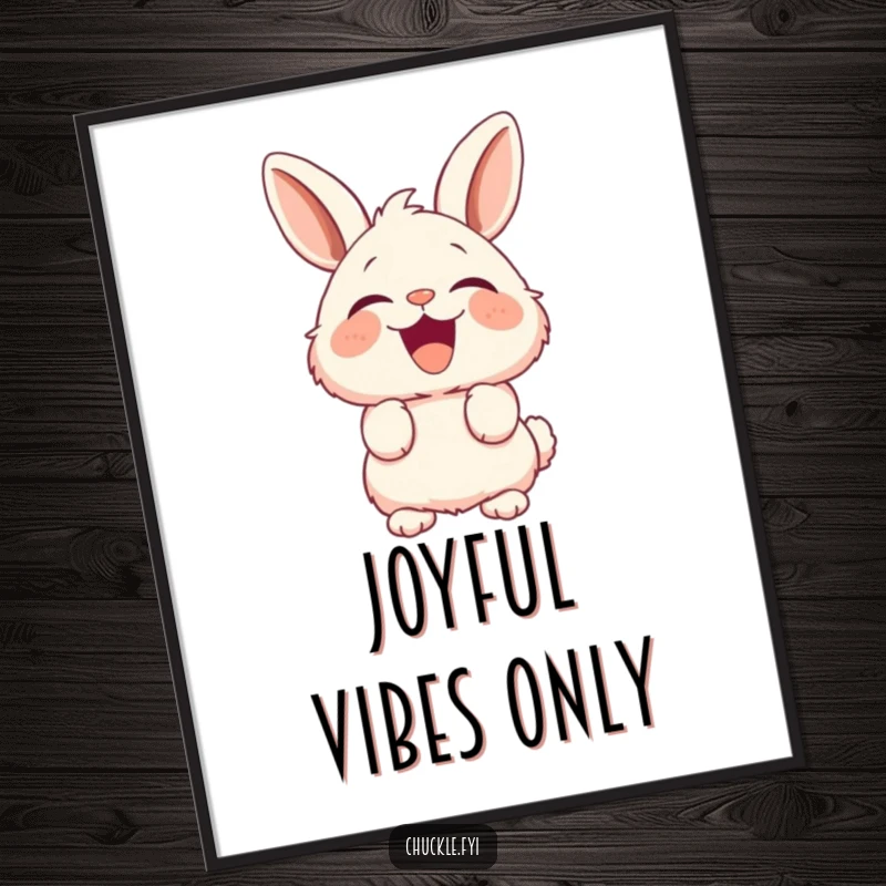 Funny Fluffy Bunny Digital Art showing a rabbit with perked ears exploding with hilarious, contagious laughter.