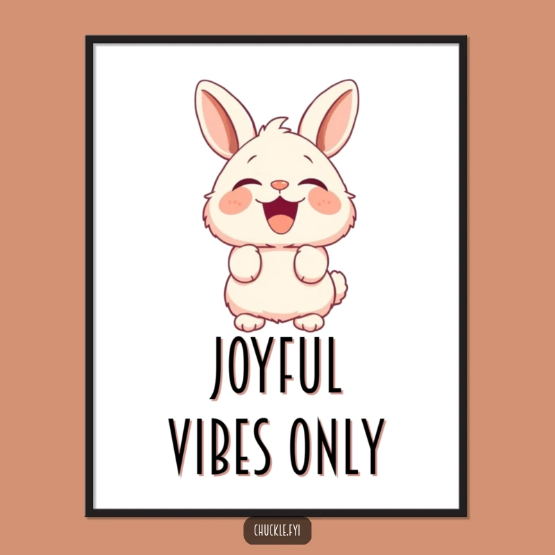 Funny Fluffy Bunny Digital Art: Laughing Rabbit Print, Instant Funny Gift