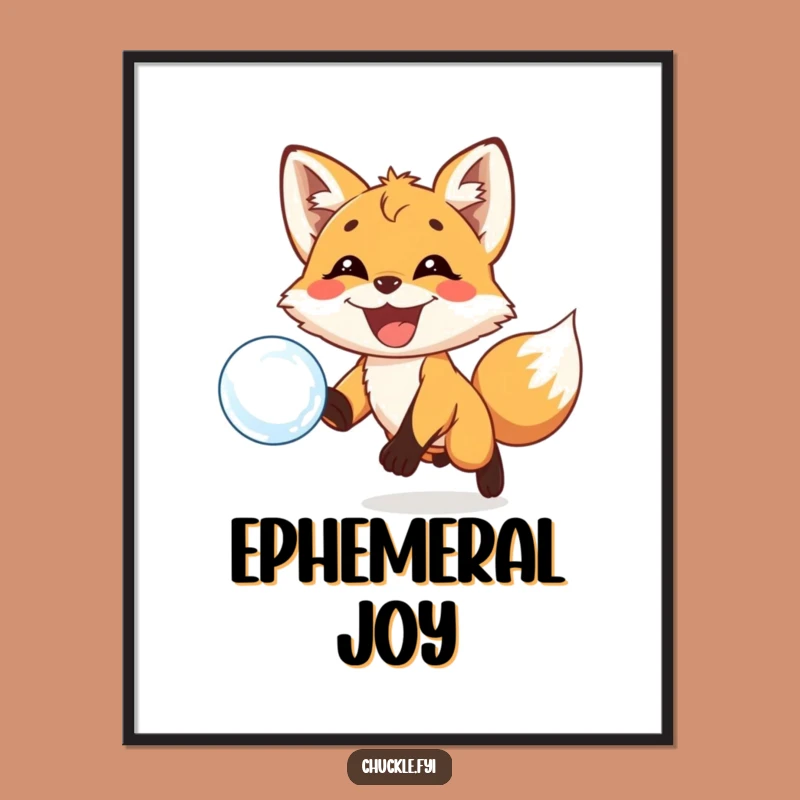 Funny Fox Bubble Digital Art - High-Res Playful Cub Grin, Chasing Fun, Instant Funny Gift