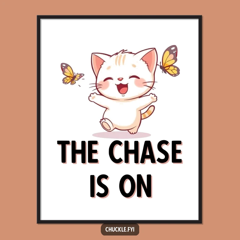 Funny Kitten Butterfly Digital Art: Instant Joyful Charm for Your Walls, Downloadable