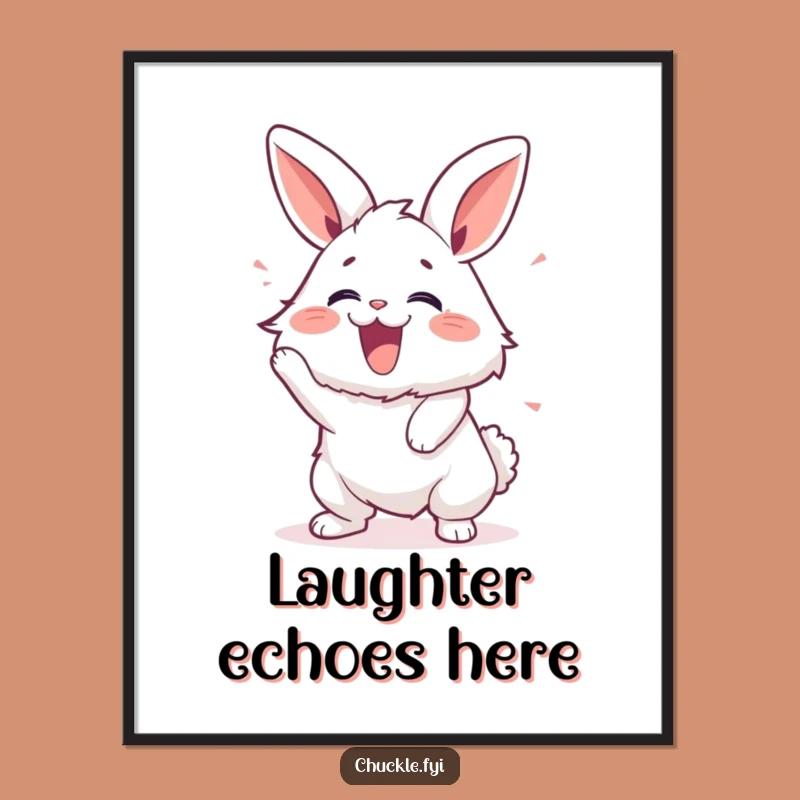 Funny Laughing Bunny Digital Art Print Hilarious Decor
