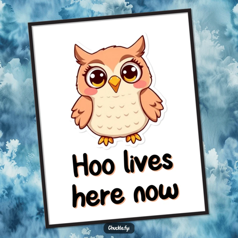 Funny Owl Digital Art: A jovial owl with wide, delighted eyes, captured mid-hoot, ready for digital display.