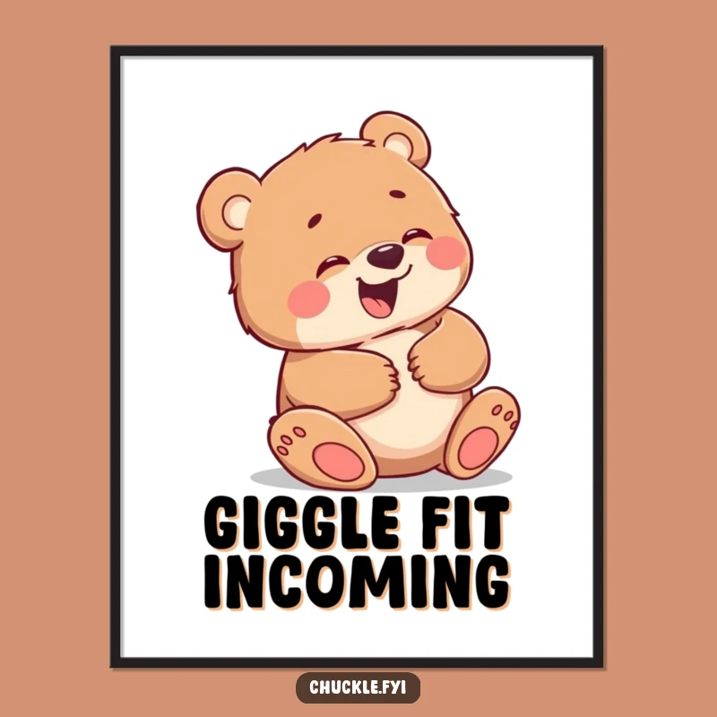 Funny Bear Cub Giggling Digital Art - Instant Belly Laugh Wall Decor