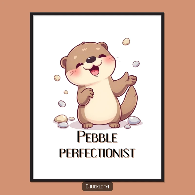 Funny Otter Juggling Pebbles Digital Art: Instant Joy for Your Walls