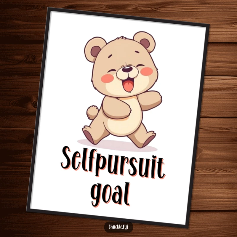 Funny Bear Cub Digital Art Print: A giggling bear cub comically chasing its own tail, depicted in a charming, humorous style.