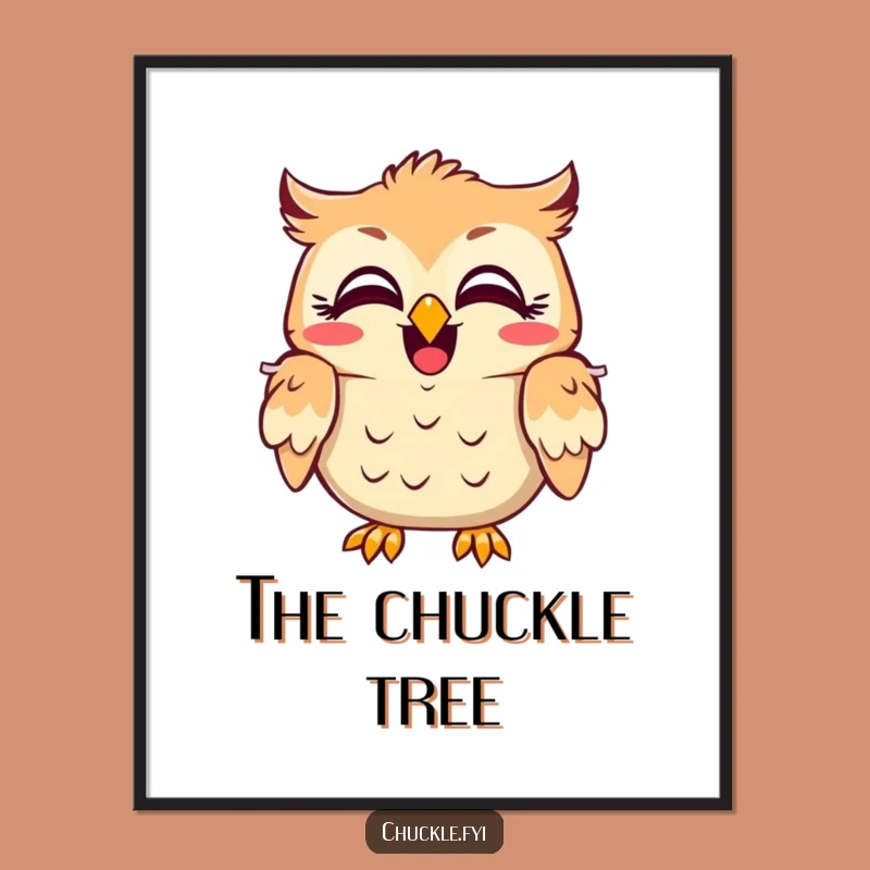 Funny Owl Laugh Digital Art - Amused Character Print, Hilarious Wall Decor, Instant Download