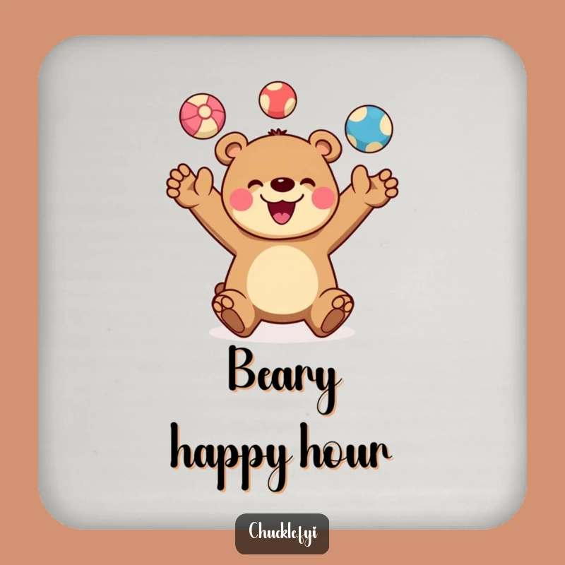 Funny Juggling Bear Drink Coaster: Protect Surfaces with Cheerful Bear Fun