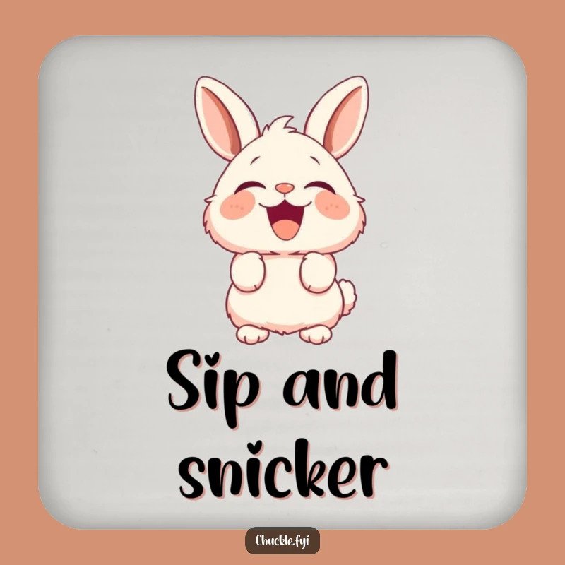 Funny Fluffy Bunny Coaster: Hilarious Laughing Rabbit Drink Protector, Cute Funny Gift
