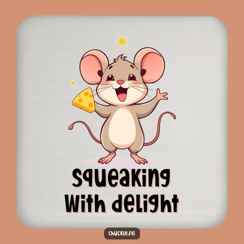 Funny Mouse Jigging with Cheese Drink Coaster - Protect Surfaces with Style