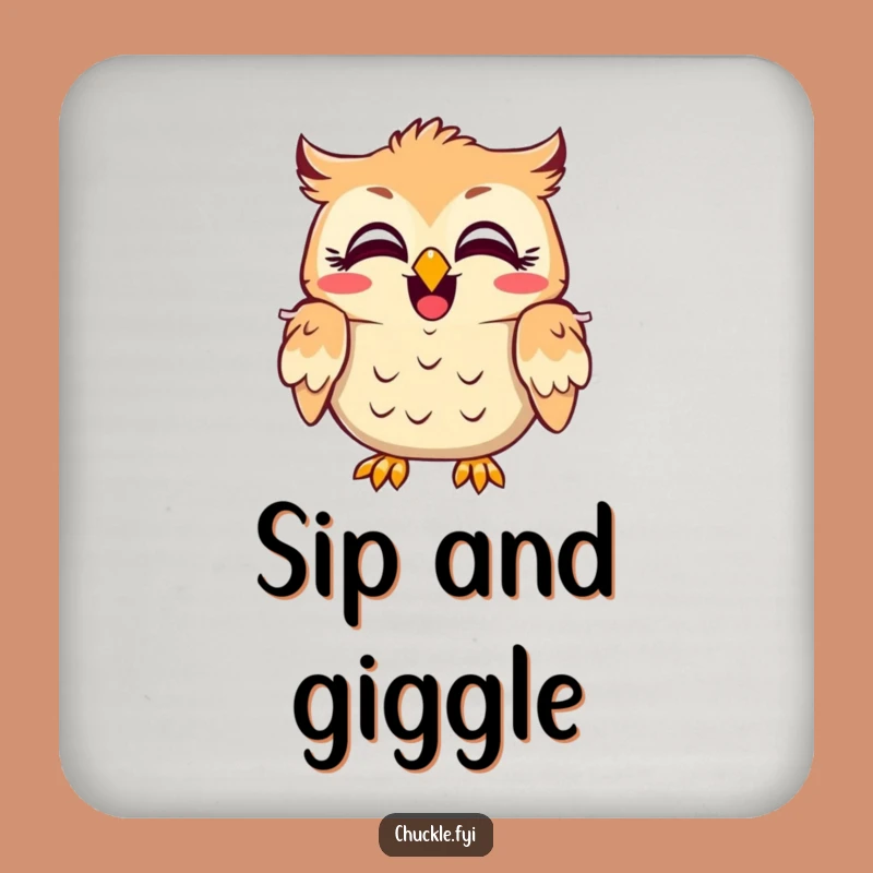 Funny Owl Laugh Coaster - Amused Character Drink Protector, Hilarious Tabletop Fun
