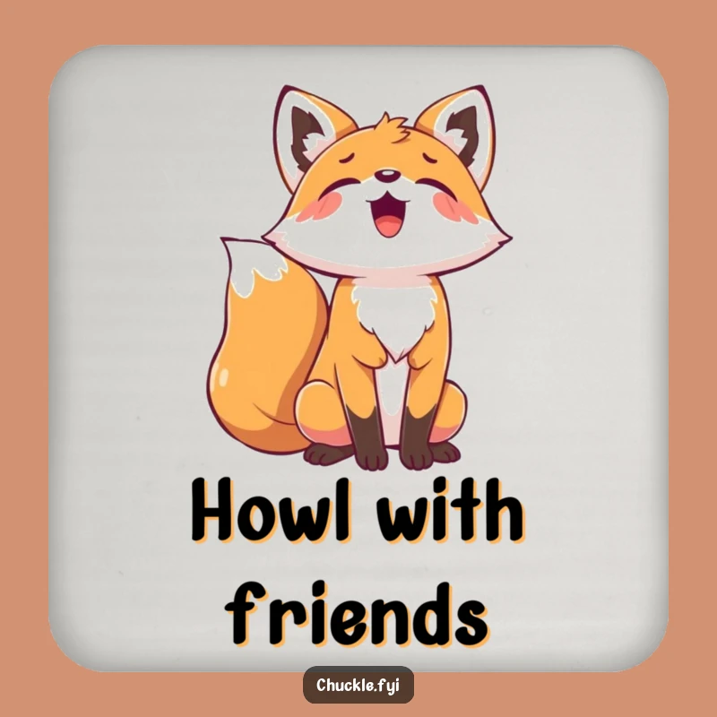 Funny Playful Fox Coaster: Howling Fox Drink Protector, Cute Unique Gift