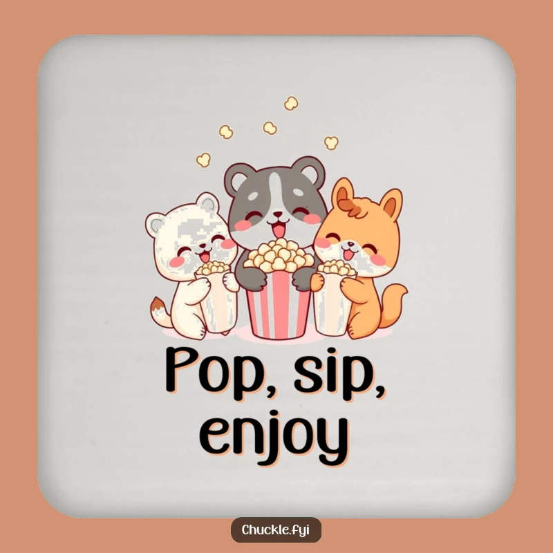 Funny Popcorn Pals Animal Coaster: Protect Surfaces with Snack Smiles, Great Gift