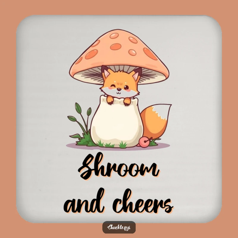 Funny Fox Drink Coasters: Chuckling Mushroom Protection, Playful Funny Gift Set