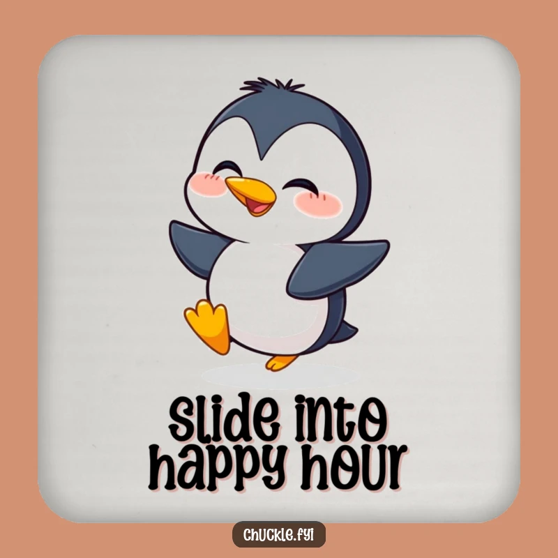 Funny Giggling Penguin Drink Coaster - Protect Surfaces with Penguin Pizzazz