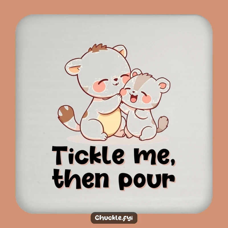 Funny Tickle Fight Animal Coaster: Protect Surfaces with Giggles, Great Gift