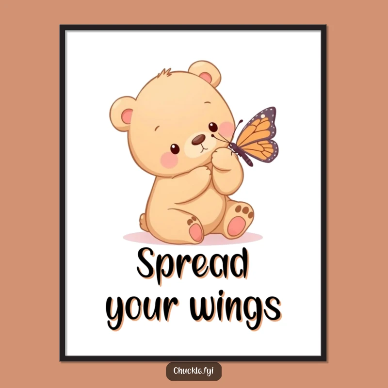 Funny Bear Cub Poster: Gentle Tickles, Wall Art, Charming Funny Gift