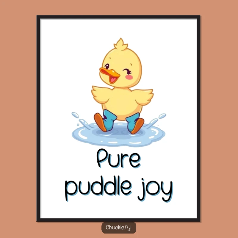 Funny Duck Boots Poster: Cheerful Puddle Splash Art, Lively Funny Gift Decor