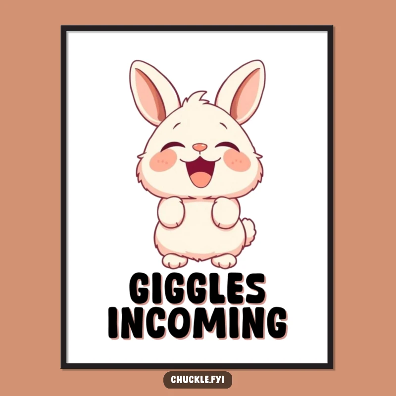 Funny Fluffy Bunny Poster: Hilarious Laughing Rabbit Art Print, Perfect Funny Gift