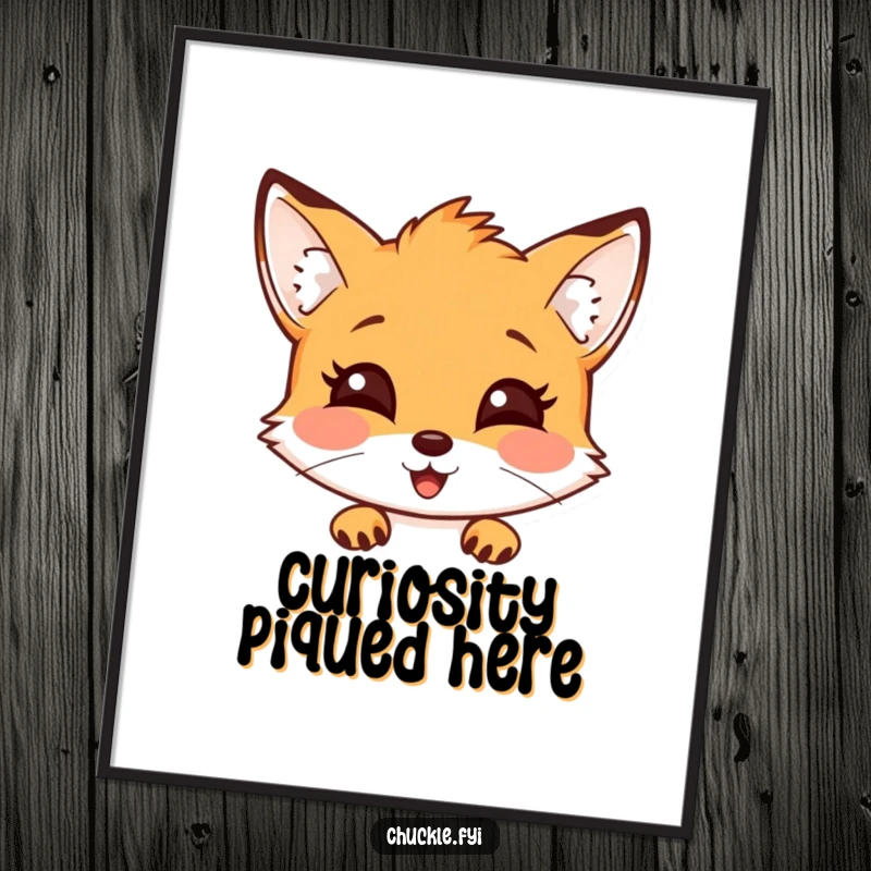 Funny fox poster print of a curious fox with a delighted expression, peeking out, adding charm.
