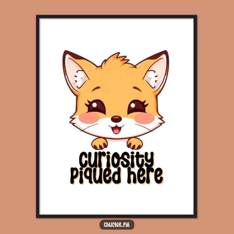 Funny Fox Poster Print: Curious Peeking Cartoon Wall Art