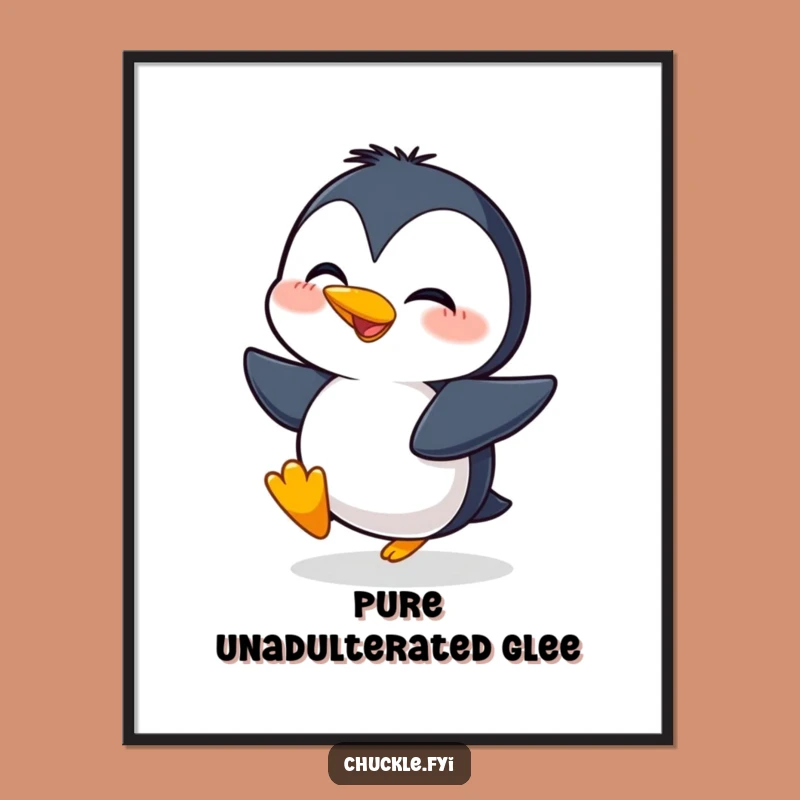 Funny Giggling Penguin Poster - Exaggerated Excitement Wall Art for Joyful Spaces