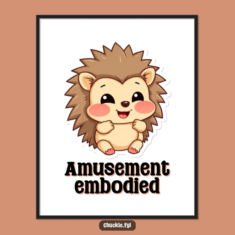 Funny Hedgehog Poster: Amused Puffed Cheeks Art Print