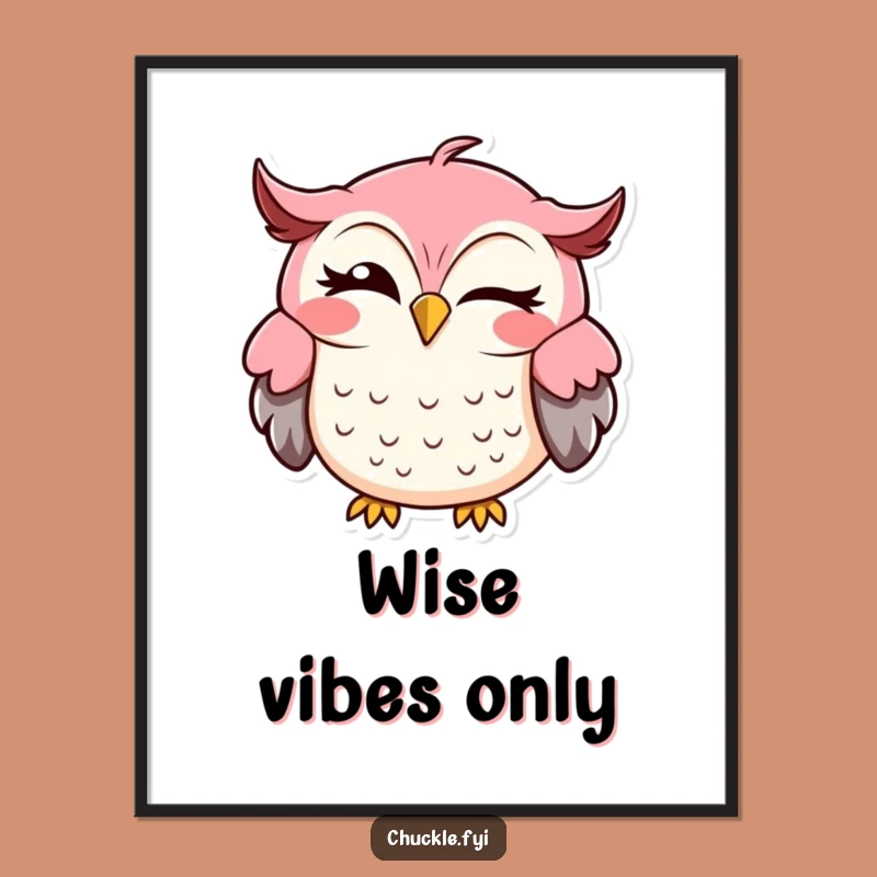 Funny Owl Poster Print: Adorable Winking Cartoon Wall Art