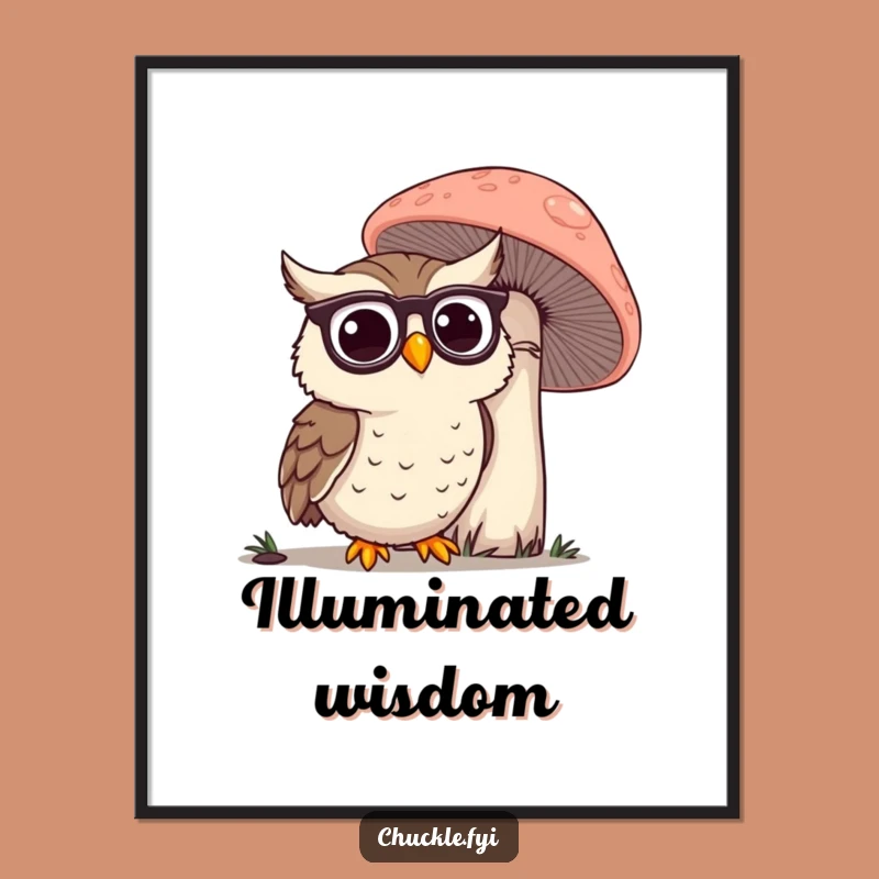 Funny Owl Spectacles Poster: Whimsical Discovery Art, Unique Funny Gift Decor