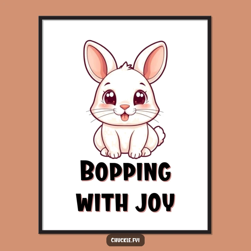 Funny Rabbit Nose Bopping Poster - Cute Joyful Eyes Wall Art Gift