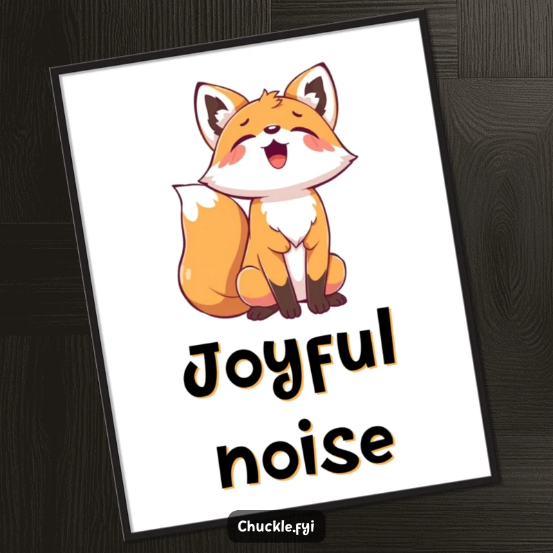 Funny Playful Fox Poster featuring a fox with head thrown back, letting out a loud and joyous howl, wild art.