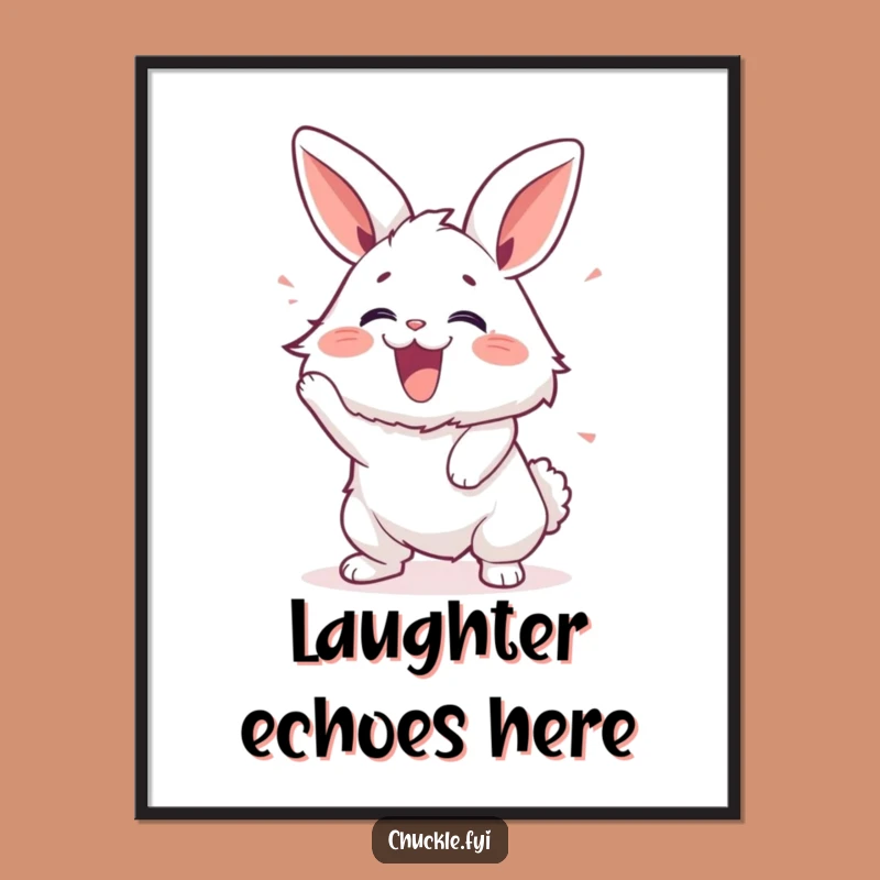 Funny Laughing Bunny Poster a Hilarious Wall Art Gift